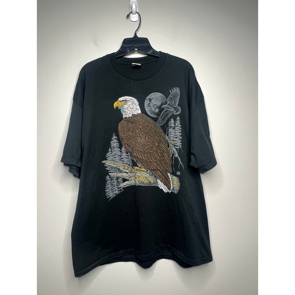 Vintage 90s LSJ Sports Bald Eagle Graphic T-Shirt Men's 2X Made in USA Novelty